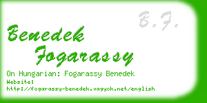 benedek fogarassy business card